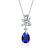 Sapphire Color CZ Pear Shape Cluster Pendant Necklace In White Gold Over Brass