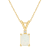 7x5mm Emerald Cut Opal with Diamond Accent 14k Yellow Gold Pendant With Chain