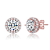 CZ Halo Stud Earrings In 18K Rose Gold Over Brass