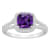 7mm Cushion Amethyst 1/4 ctw Diamond Rhodium Over Sterling Silver Halo Ring