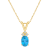7x5mm Oval Blue Topaz with Diamond Accents 14k Yellow Gold Pendant With Chain