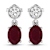 1.70ctw 14K White Gold  Red Ruby and White Diamond Halo Earrings