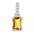 Rhodium Over 10k White Gold 1 ctw Citrine and Accent Diamond Pendant