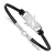 Rhodium Over Sterling Silver NHL LogoArt San Jose Sharks Leather Bracelet