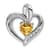 Rhodium Over 14k White Gold Citrine and Diamond Heart Pendant