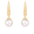 White Cultured Akoya Pearl 14k Yellow Gold Earrings 7-7.5mm