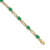 14k Yellow Gold and Rhodium Over 14k Yellow Gold Diamond and Oval
Emerald Bracelet