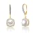 Pear Shape Pearl Simulant Drop Earrings In 14K Gold Over Sterling Silver