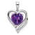 Rhodium Over 14k White Gold Amethyst and Diamond Heart Pendant