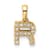 14K Yellow Gold Diamond Letter R Initial with Bail Pendant