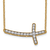 14K Yellow Gold Lab Grown Diamond VS/SI GH, Sideways Cross 18 Inch Necklace