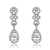 CZ Teardrop Halo Dangle Earrings In Sterling Silver