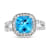 9mm Cushion Blue Topaz with Diamond Accents 14k White Gold Halo Split
Shank Ring 0.50ctw