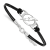 Rhodium Over Sterling Silver NHL LogoArt Tampa Bay Lightning Leather Bracelet
