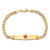 14k Yellow Gold Medical Soft Diamond Shape Red Enamel Curb Link ID Bracelet
