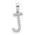 Rhodium Over 14k White Gold Diamond Letter J Initial Pendant