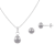 6.5-7mm Button/Drop Gray Freshwater Pearl Rhodium Over Sterling Earring
and Pendant W/Chain Set
