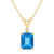 9x7mm Emerald Cut Blue Topaz with Diamond Accent 14k Yellow Gold Pendant
With Chain