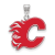 Rhodium Over Sterling Silver NHL LogoArt Calgary Flames Large Enamel Pendant