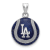Rhodium Over Sterling Silver MLB LogoArt Los Angeles Dodgers Enameled Pendant