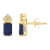 6x4mm Emerald Cut Sapphire with Diamond Accents 14k Yellow Gold Stud Earrings