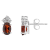 6x4mm Oval Garnet with Diamond Accents 14k White Gold Stud Earrings