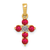 14k Yellow Gold and Rhodium Over 14k Yellow Gold Ruby and Diamond Cross Pendant