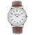 Mathey Tissot Men's City White Dial and Bezel, Brown Leather Strap Watch
