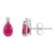 7x5mm Pear Shape Ruby with Diamond Accents 14k White Gold Stud Earrings
