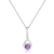 Round Amethyst and White Sapphire Sterling Silver Pendant With Chain