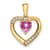14k Yellow Gold Lab Created Pink Sapphire and Diamond Heart Pendant