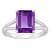 10x8mm Emerald Cut Amethyst Rhodium Over Sterling Silver Ring