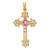 14K Yellow Gold 5x3mm Oval Pink Sapphire Cross Pendant