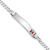 Rhodium Over 14k White Gold Medical Red Enamel Flat Curb Link ID Bracelet