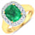 3.01ctw Green Emerald and Diamond 14K Yellow Gold Halo Ring