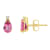 6x4mm Pear Shape Pink Topaz with Diamond Accents 14k Yellow Gold Stud Earrings