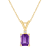 7x5mm Emerald Cut Amethyst with Diamond Accent 14k Yellow Gold Pendant
With Chain