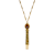 Yellow Base Metal Brown Crystal Whistle Necklace 28"