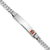 Rhodium Over 14k White Gold Medical Red Enamel Flat Curb Link ID Bracelet