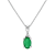 0.35ctw Oval Emerald and Round Diamond Accent Pendant in 14k White Gold