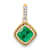 10k Yellow Gold Beaded 0.45 cttw Cushion Emerald and 0.12 cttw Diamond Pendant
