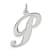 Rhodium Over Sterling Silver Fancy Script Letter P Initial Charm