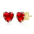 Ruby Color CZ Heart Shape Stud Earrings In 14K Gold Over Brass