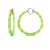 14K Yellow Gold Over Sterling Silver XL Acrylic Bamboo Hoops in Lime Green