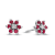 0.58ctw Ruby and Diamond Flower Cluster Earrings in 14k White Gold