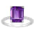 10x8mm Emerald Cut Amethyst and 1/10 ctw Diamond Rhodium Over Sterling
Silver Ring
