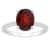 10x8mm Oval Garnet and 1/10 ctw Diamond Rhodium Over Sterling Silver Ring