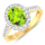 1.99ctw Green Peridot and Diamond 14K Yellow Gold Halo Ring