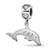 Rhodium Over Sterling Silver LogoArt Delta Delta Delta Dolphin on Heart Bead