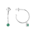 Round Green Emerald Rhodium Over Sterling Silver Drop Hoop Earrings